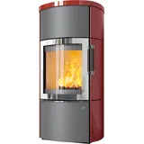 Kaminofen Hark 44-5.2 GT ECOplus RUA 5 kW - Ofenkacheln: brillant-rot - Korpus: titan/verchromt