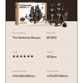 ROBOTIME ROKR Seahorse Barque MCB02 Holz 47 x 18 x 39 cm