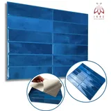 IKHEMalarka 3D Wandpaneel Selbstklebend Tapete Paneele Kunststoff Fliesen Bad Küche, BxL: 29,00x23,00 cm, 0,06 qm, (1 Stück = 0.065m2, 1 Stück = 0.065m) Fliesen Imitat Aufkleber blau