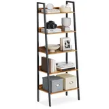 Bücherregal, Leiterregal 5 Ebenen, schmales Regal, offenes Standregal für Arb...