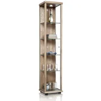 K-Möbel GLASVITRINE, Sonoma Eiche, Glas, 4 Fächer, Rechteckig, 37x176x33