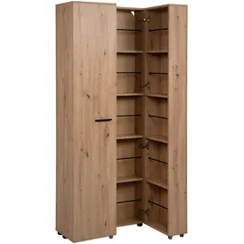 Finori Schuhschrank Eiche Artisan, Kunststoff, 12 Fächer, 74x181.5x34 cm, stehend, Garderobe, Schuhaufbewahrung, Schuhschränke