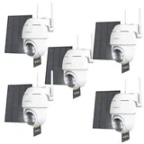 COOAU Überwachungskamera 4 Stück 3MP HD Überwachungskamera Aussen Solar mit 64GB Speicher (Aussen, Außenbereich, außen, Outdoor, 2K PTZ 355°/90° Kabellos Überwachungskamera Außen Akku, 2.4GHz WLAN IP Kamera mit Smart Bewegungsmelder Farb-Nachtsicht, Smart PIR-Erkennung Customize Alert Zone 2-Wege-Audio) weiß