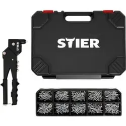 STIER Blindnieten-Satz Premium mit 360°-Handnietzange und Blindnieten 501-teilig