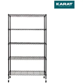 karat homeliving Lagerregal Metall 89 x 34 x 150 cm schwarz mit Rollen 5 Böden