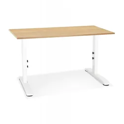 Höhenverstellbarer Schreibtisch aus Holz Metall | Ergonomischer Arbeitstisch mit Butterfly System | Beige Weiß Stil | Kadima Design