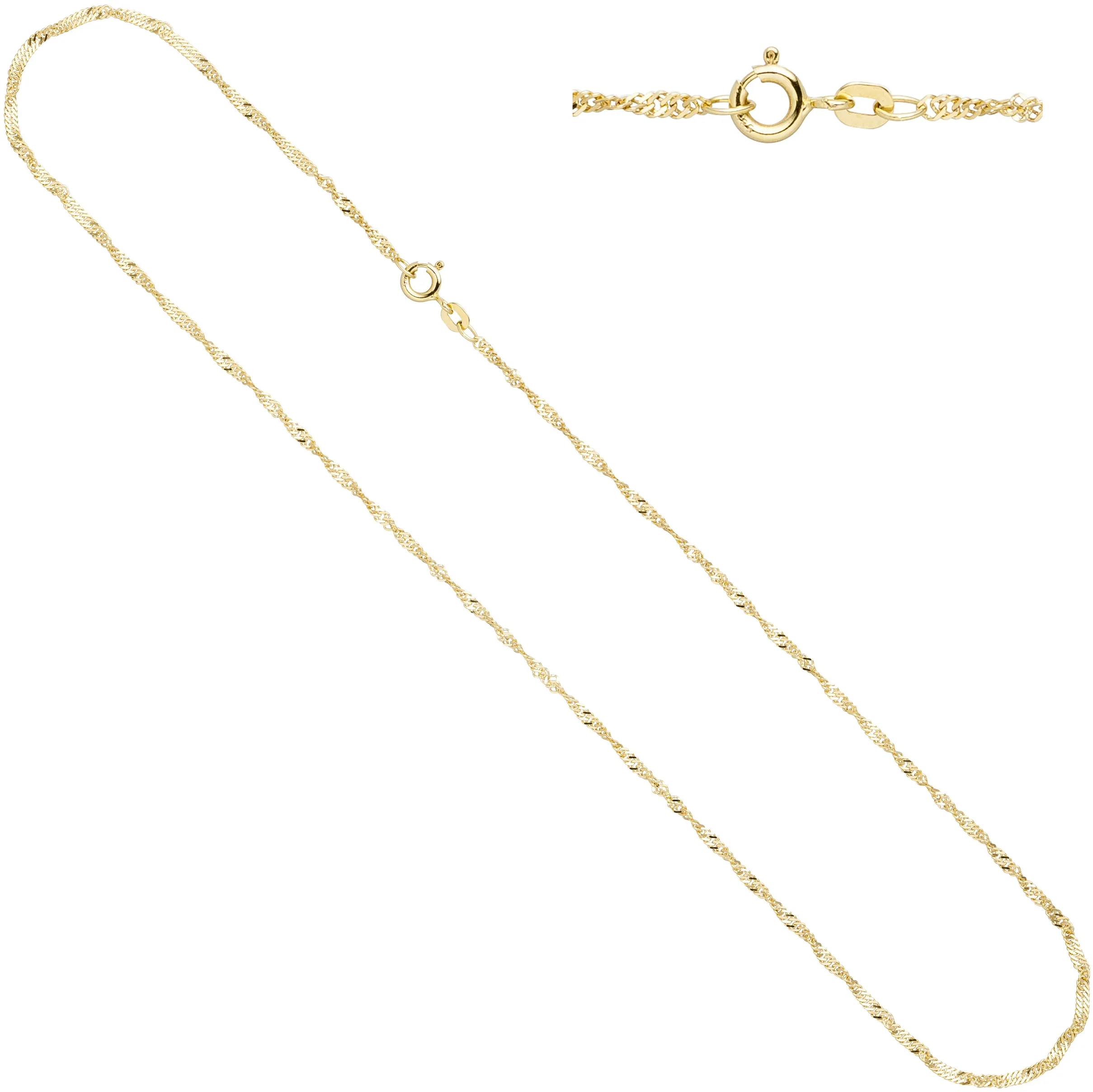 Goldkette JOBO Halsketten Gr. Gelbgold 585, Länge: 45 cm, gelb (gelbgold 585) Damen Goldketten Singapurkette 585 Gold 45 cm 1,8 mm