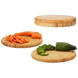 Relaxdays Frühstücksbrettchen Holz 16  Ø 30 cm Braun