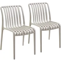 Tectake tectake® Gartenstühle Alcudia, wetterfest, stapelbar, 2er Set taupe