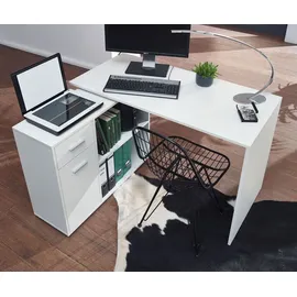 KADIMA DESIGN Design Eckschreibtisch mit Regal Weiß 120 x 75,5 x 106,5 cm, Moderner Büro-Schreibtisch, Computer-Tisch Arbeitszimmer, Winkelschreibtisch Home