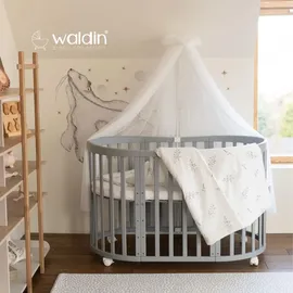 Waldin Babybett OWAL Kinderbett 7in1 mit Matratze, mitwachsendes Kinder-Bett
