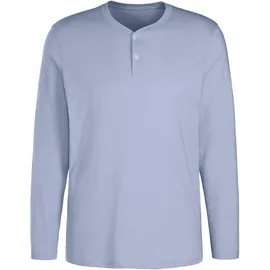 H.I.S. Henleyshirt H.I.S Gr. XXXL (64/66), blau (hellblau) Herren Shirts Langarm, Shirt mit Knopfleiste aus strukturierter Baumwoll-Qualität