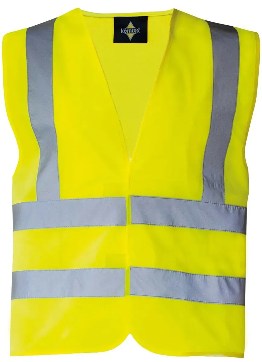 Korntex Unisex Vier Reflexstreifen Weste Warnschutz-Weste KXVR signal yellow 4XL