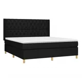 vidaXL Boxspringbett mit Matratze Schwarz 160x200 cm Stoff