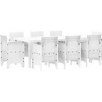 vidaXL Garten Essgruppe 9 pcs Weiß Polt Rattan