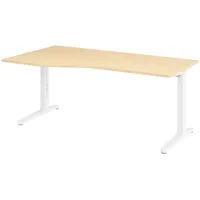 Bümö Schreibtisch Ahorn, Weiß, Nachbildung,Ahorn, Rechteckig, 180x74x100 cm, FSC