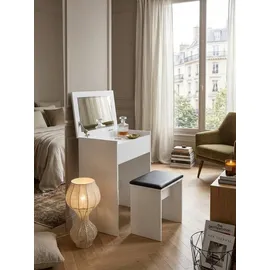 KADIMA DESIGN Schminktisch | Weiß, Klappspiegel | Hocker, Melaminharzbeschichtung. pflegeleicht & modern