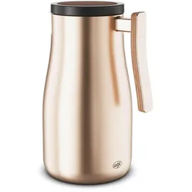 Alfi STUDIO Allure, champagner gold mit Holz-Elementen, Isolierkanne aus doppelwandigem Edelstahl, Thermoskanne hält warm, kalt, Drehverschluss, Öffnung groß, BPA-frei,