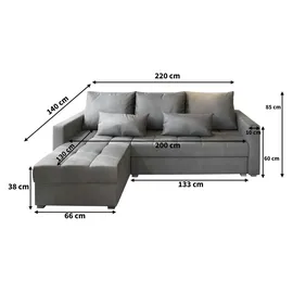 masseno Ecksofa Kos ¦ creme ¦ Maße (cm): B: 220 H: 85