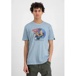 T-Shirt ALPHA INDUSTRIES "Alpha Industries Men - T-Shirts Nose Art T-Shirt", Herren, Gr. S, bunt (graublau), Obermaterial: 100% Baumwolle, Kurzarm, Shirts