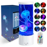 AONESY LED Quallen Lampe 17 Farben, Jellyfish Lamp Lavalampe Aquarium Auallen Jellyfish Lampe Kinder mit Fernsteuerung, Lavalampe Aquarium Deko Stimmungslicht- Weiß