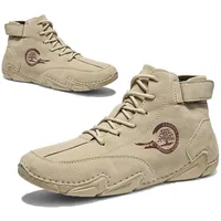 Snrtevu FeelFree – ergonomische, wasserdichte & schmerzlindernde Barfußschuhe für Herbst und Winter, Waterproof Leather Barefoot Shoes Herren orthopädische (Khaki,39) - 39 EU