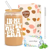 KufaerBeam Bride to be Gifts – Hochzeitsgeschenke für Braut, Paare, 473 ml, Kaffeetassen aus Glas mit Deckel, Trinkhalme, Junggesellinnenabschied, Ehefrau