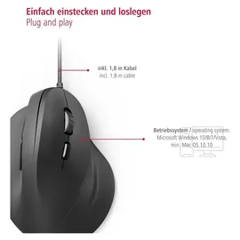 Hama EMC-500 Vertikale Ergonomische Maus (00182698)