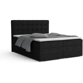 Deine Möbel 24 Boxbett, Schwarz, Holz, Holzwerkstoff, Textil, H3, 140x200 cm, Schlafzimmer, Betten, Boxspringbetten