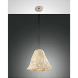 Fabas Luce Crumple Pendelleuchte khaki im Knitter-Look E27 3535-40-348