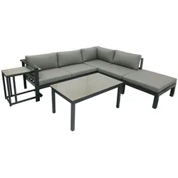 Lounge-Eckgruppe MIRANDA, 5-tlg. Sitzgrp. Gartengarnitur Tisch Kissen