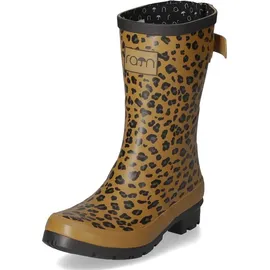 rajn Damen Gummistiefel LEOPARD Beige Synthetik, Größe:41, Farbauswahl:braun-Kombi - 41
