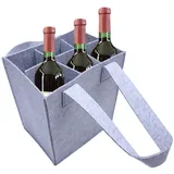 Weinflaschen-Tragetasche aus Filz, tragbarer Flaschenträger mit 6 Fächern, Weinflaschen-Tragetasche, Wiederverwendbare Weinflaschenaufbewahrungstasche für Reisen, Picknick, Partys, hellgrau, Refer to