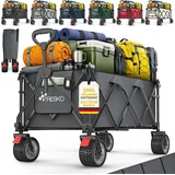 Tresko® Bollerwagen Faltbar 300l Mit Bremse Rot  Handwagen Klappbar 150kg Inkl. Vollgummireifen  Faltbarer Strandwagen Mit Extra Breite All-terrain-räder  Gartenwagen Transportwagen Mit Tragetasche
