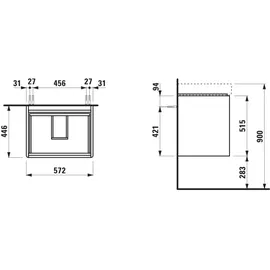Laufen Waschtischunterbau BASE 2.0 2 Schubladen 57,2 x 51,5 x 44,6 cm Verkehrsgrau