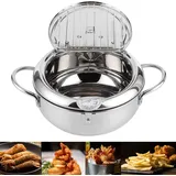 Tiefe Japanische Edelstahl-bratpfanne Mit Thermometer, Geeignet Für Induktions- Und Gasherde Mini-fritteuse Für Gesundes Und Knuspriges Kochen