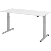 Bümö Schreibtisch weiß 180x80 cm, Gestell: Silber, - Büroschreibtisch