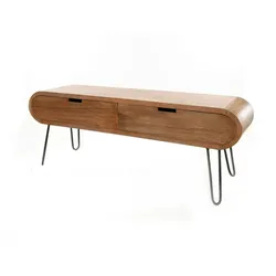 KAWOLA Lowboard EVORA TV-Board Mango massiv sandfarben 2 Schubladen