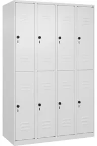 C+P Doppelstock-Spind Classic PLUS, 4 Abteile, 1850x1200x500mm, 9016/9016 Verschluss Sicherheits-Drehriegel