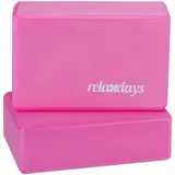 Relaxdays Yogablock im 2er Set, Weiß,Rosa
