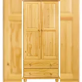 SIT Möbel Kleiderschrank | 2 Türen | 2 Schubladen | Kiefer-Holz massiv | B 82 x T 52 x H 177 cm | natur | 19000-69 | Serie SCHRANK