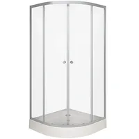 Marwell Duschkabine 90x90x200 cm mit Gleittüren, Eckduschkabine inkl. Duschtasse, 53 cm Einstiegsbreite, 4 mm Sicherheitsglas, Aluminiumrahmen silber matt, magnetischer Türverschluss