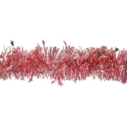 3m Weihnachtsgirlande 8cm mit Sternen Lamettagirlande Weihnachtsbaumgirlande Dekogirlande Weihnachten Christbaumgirlande Sternengirlande Fasching Rosa