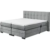 ed exciting design Boxspringbett ED EXCITING DESIGN "Talena", grau (anthrazit), B:202cm L:211cm, 100% Polyester, Komplettbetten, Boxspringbett, inkl. Motor und Topper