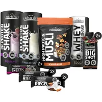 Layenberger Muskelaufbau-Bundle Deluxe - 12er Mix aus 3K Protein Shake (2x 360 g), Whey (1x 300 g), High Protein Riegel (4x 35 g), 3K-Riegel (2x 45 g), Big Shot (2x 330 ml), Müsli (1x 375 g)