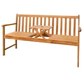 Spetebo Akazien Gartenbank mit integriertem Tisch - 150 cm - 3-Sitzer Holz Sitzbank 2in1 mit Armlehnen - Holzbank Parkbank Friesenbank Massivholz Gartenmöbel