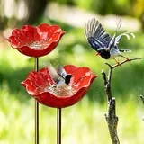 2 Stück Gartenstecker Aus Metall, Vogeltränke Stehend Groß, Handgefertigt Blumenform Vogeltränke Winterfest Insektentränke Bienentränke Bienenbad Und Bestäuberwasserstation Gartenfiguren,8 X 60 cm
