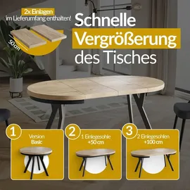 alpi möbel EVO Ø 90 cm bis 190 cm naturbelassen/schwarz