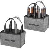 Novaliv 2X Flaschenträger 6 Flaschen Bierträger MÄNNERTASCHE Männerhandtasche Filz Herrenhandtasche Bier Flaschentasche 22,5x15x14cm (LxBxH)