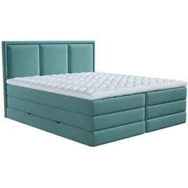 Roller Boxspringbett - türkis - H2/H3 - Bettkasten - inklusive Topper - 180x200 cm